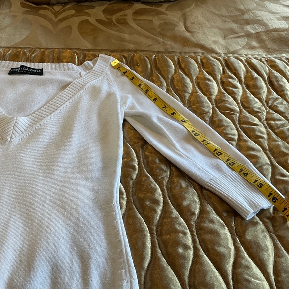 DOLCE & GABBANA White Viscose V-Neck 3/4 Length Sleeve Top Size 6 (42) - Picture 7 of 13